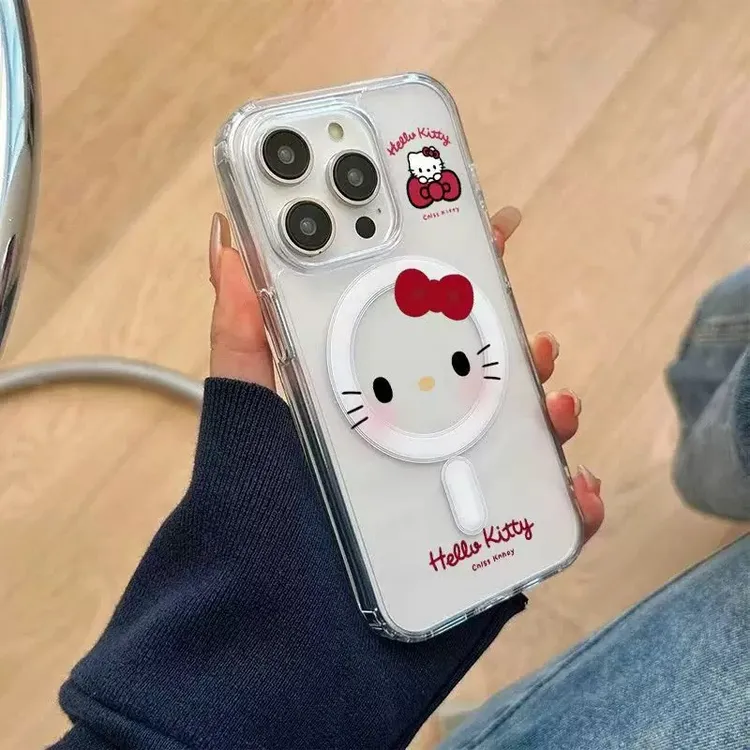 腮红kt猫带AI相机保护触控按键磁吸手机壳适用苹果iPhone16PROMAX