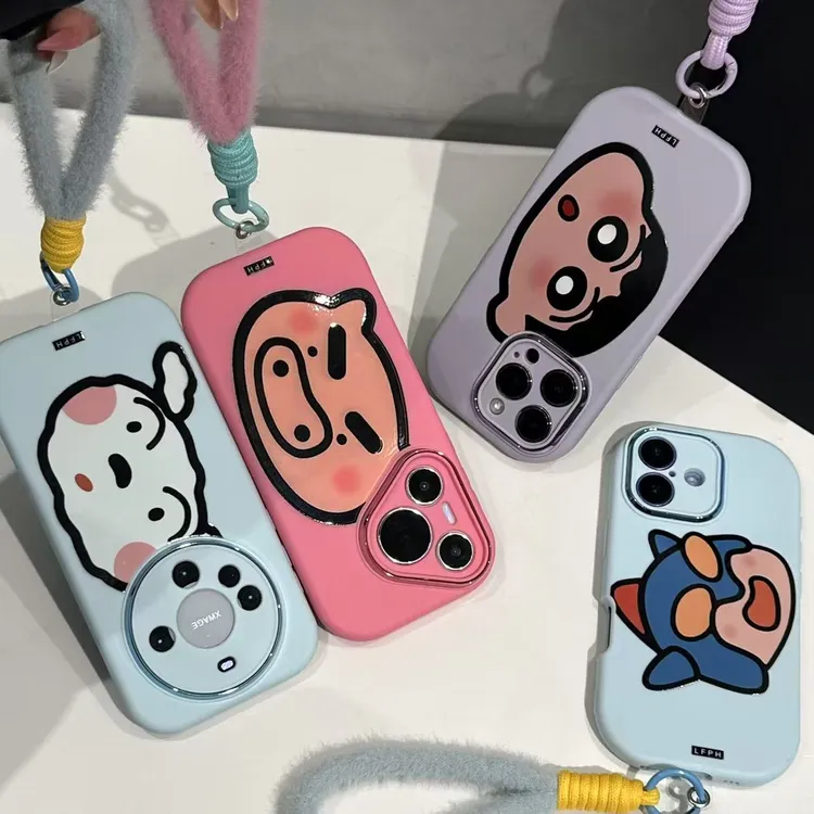 奥菲顿卡通小新合集挂绳适用苹果16胖子手机壳华为vivo小米17oppo