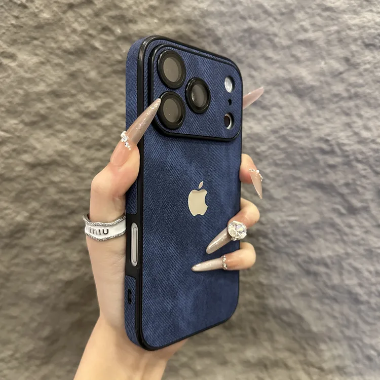 高级感牛仔布适用苹果17promax手机壳15promax带镜头膜14全包13新