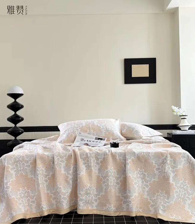 雅赞童朵雅赞网红精梳棉软席家用印花碎花布艺夏被纱布