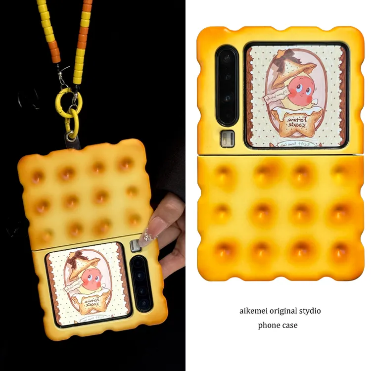 适用华为purax典藏版折叠屏手机壳pocket2仿真硅胶苏打饼干斜挎绳