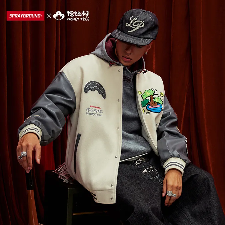【摇钱树】SPRAYGROUND鲨鱼嘴琥珀流光风棒球服夹克外套HD WE031107