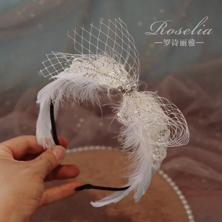 超仙芭蕾舞天使羽毛头饰儿童发箍花童表演出发卡女宝宝生日宴配饰