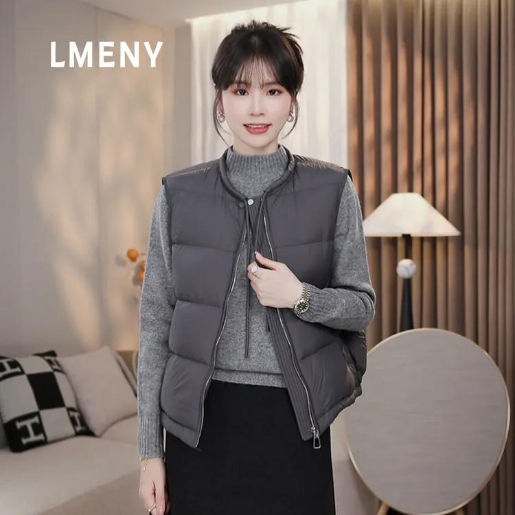 LMENY“排骨马甲”减龄！90绒设计感圆领系带百搭羽绒马甲25DY007