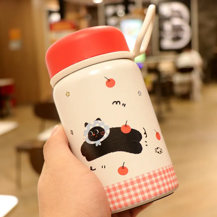 可爱小猫保温杯小巧便携迷你带过滤杯子学生上学专用高颜值喝水杯