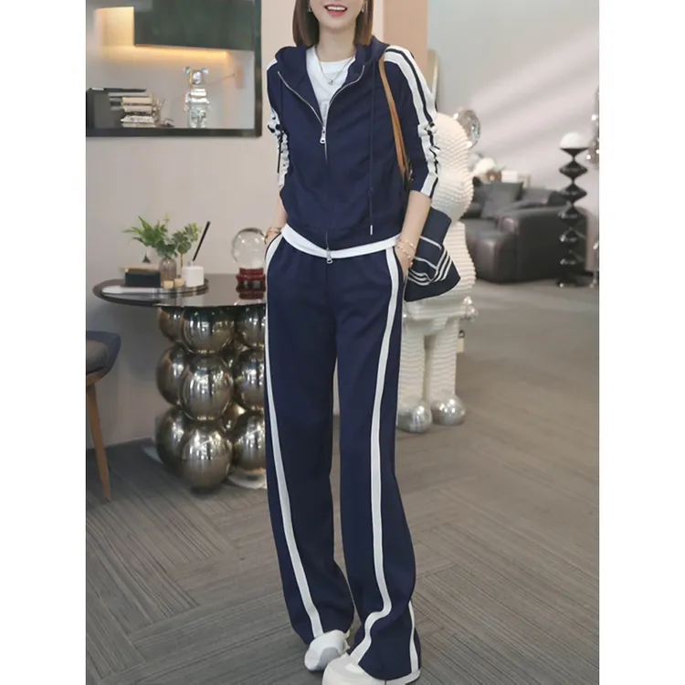 今年流行休闲运动套装女秋季巨好看品质拉链卫衣阔腿裤两件套超火