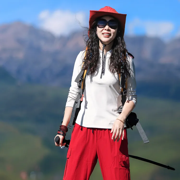 雪丘岛户外秋季新款加绒速干衣健身跑步修身上衣长袖打底T恤女款