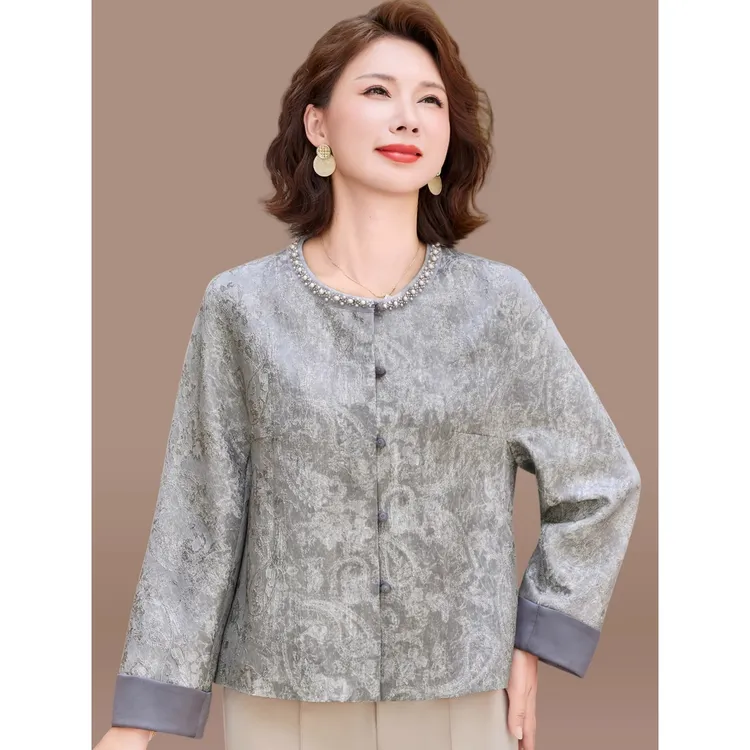小香风外套女妈妈款秋装阔太太洋气短款上衣中老年人春秋洋气开衫