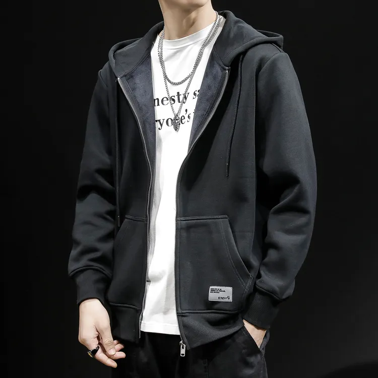 百搭卫衣男拉链开衫连帽外套秋季2025新款男士大码运动春秋款长袖