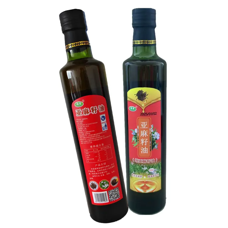 馫宝500mL瓶装亚麻籽油a-亚麻酸含量>52%低温烹饪直接生食拌酸奶