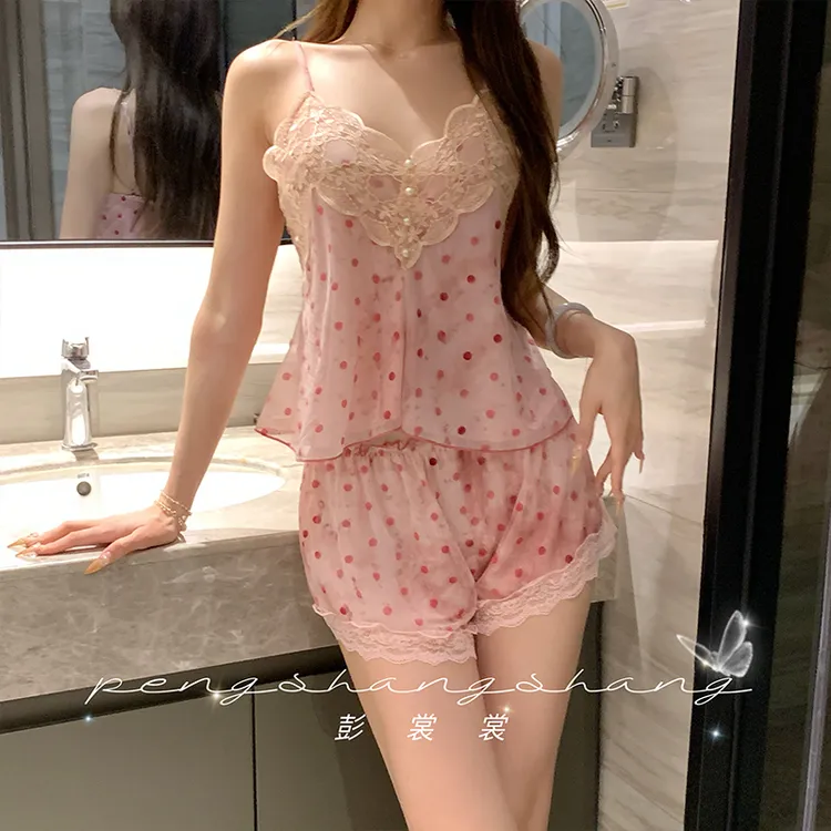 彭裳裳【清甜少女】夏季气质显瘦纯欲居家服轻奢薄款性感短裤套装