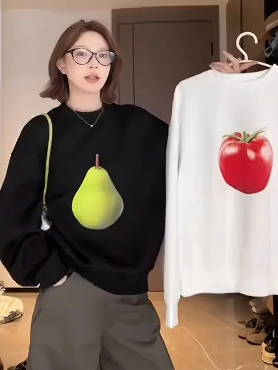 大码胖MM女装韩系宽松休闲套头设计感卫衣秋季新款慵懒风长袖上衣