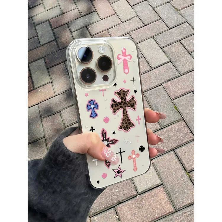 奥菲顿豹纹克罗心适用iPhone1615高透手机壳华为vivo小米14oppo套