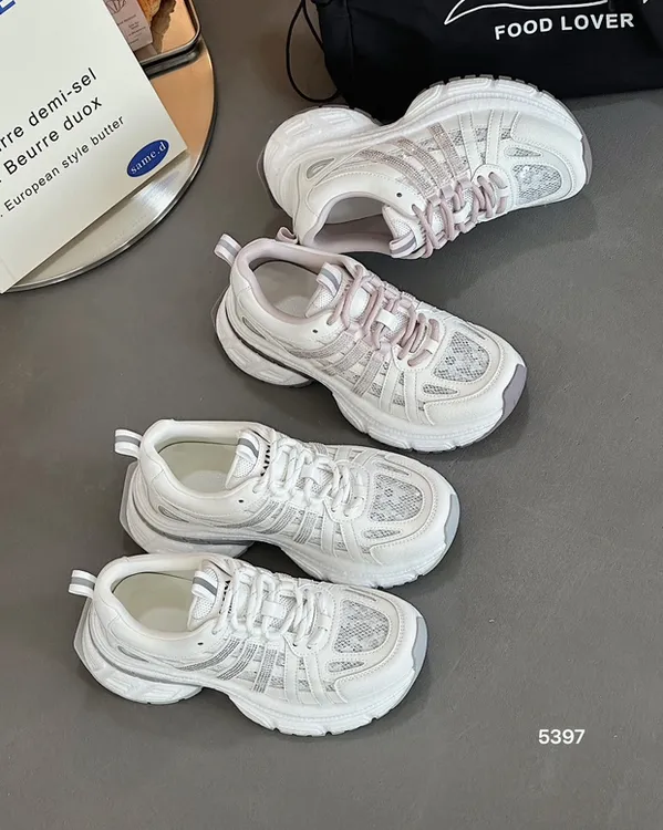 魅克拉夏季增高网面鞋老爹鞋时尚休闲鞋厚底透气百搭小白鞋女鞋