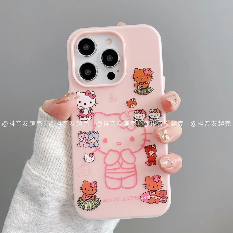 适用于苹果16新款/华为/小米/果冻壳手机壳卡通ins创意款度假凯蒂