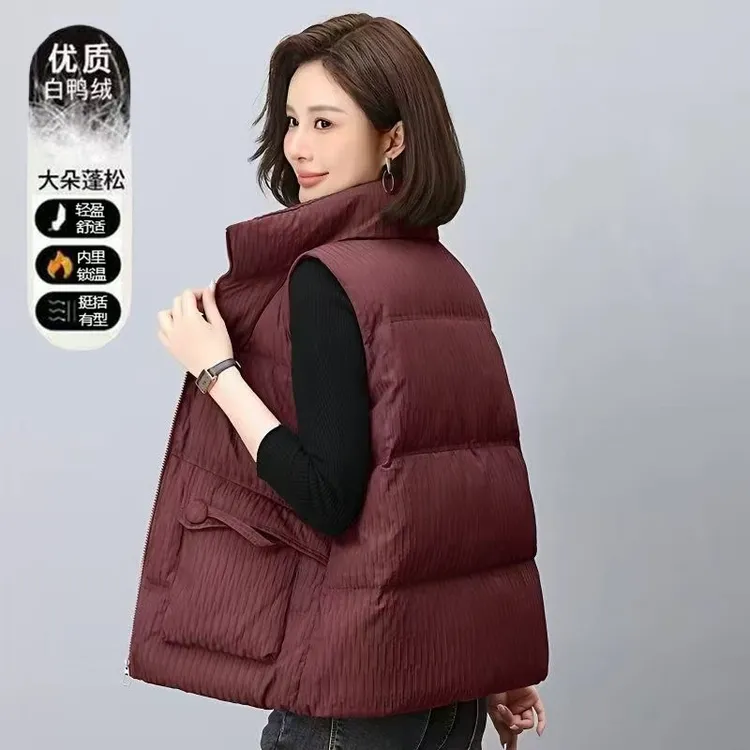 羽绒马甲女短款2025秋冬新款立领白鸭绒爆款洋气百搭外穿坎肩外套