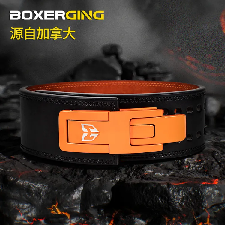 BOXERGING力量举健身腰带深蹲硬拉牛皮快扣杠杆挺举重健美护具男
