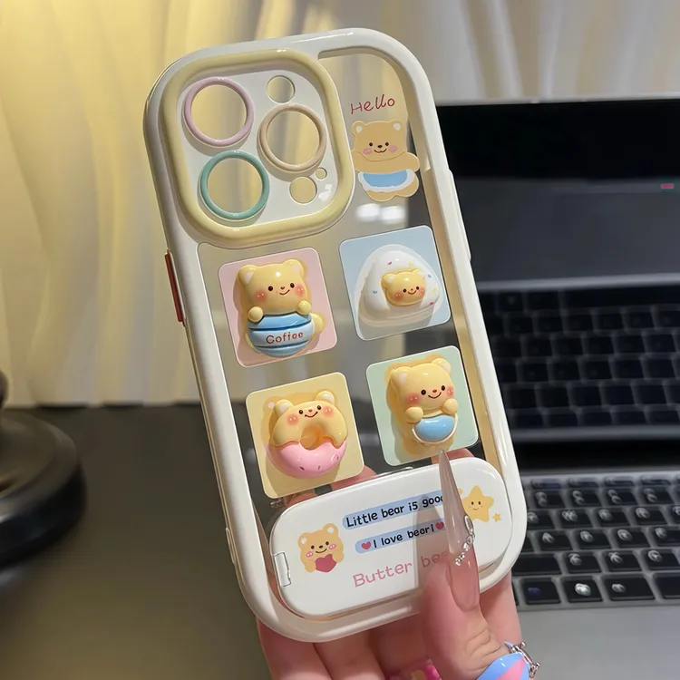 黄油小熊支架适用苹果16手机壳iPhone15小米14女13vivoppo华为p70