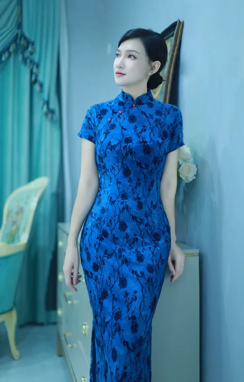 （蓝颜月玫）新中式古法旗袍2025新款改良年轻款复古国风提花