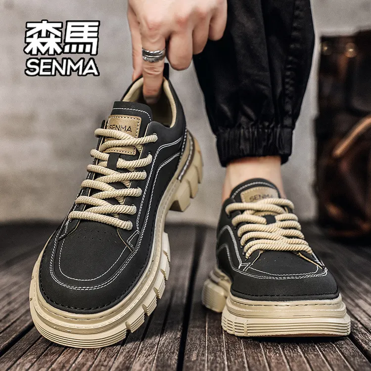 SENMA/森马男鞋秋季运动休闲板鞋复古男士工作厚底增高低帮马丁鞋