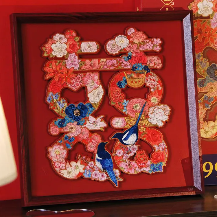 TOI/图益【国潮玩具】拼图成人木制带框拼图囍上生花结婚礼物商品图