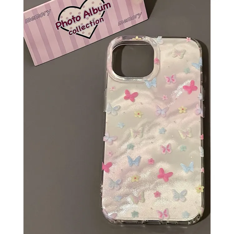 雅天立梦幻彩色蝴蝶适用苹果16promax手机壳iPhone15/14锡纸壳12