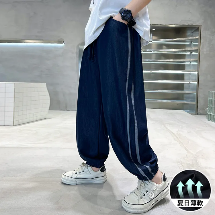 夏装夏季薄款牛仔裤儿童冰丝牛仔裤中大童百搭夏装速干防蚊裤长裤