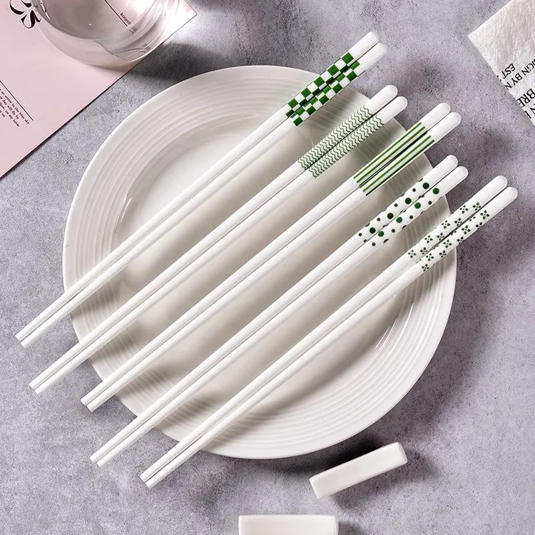 礼盒装陶瓷筷子10双装防霉防滑家用卫生易清洗创意环保一人一筷子