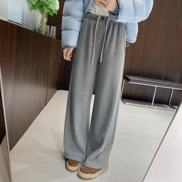 IMFLY金小金自制女装 加绒休闲裤DYK2926冬季垂感休闲百搭卫裤