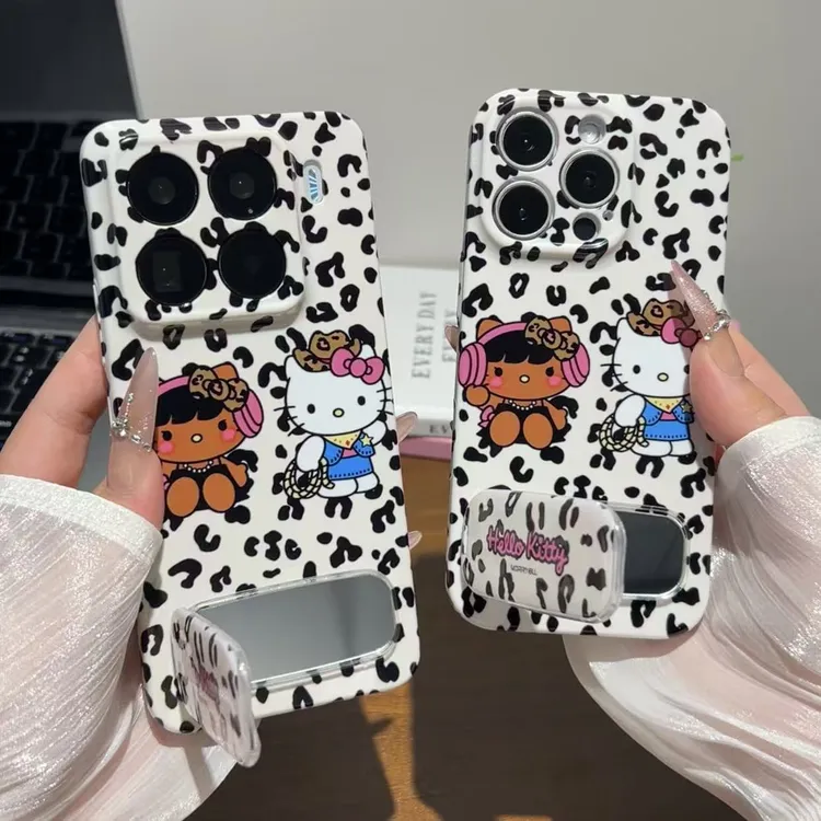 牛仔豹纹kitty支架适用苹果1716菲林手机壳华为vivoppo小米15防摔
