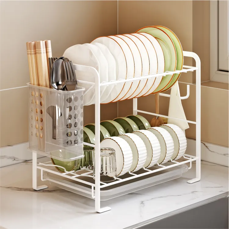 碗架碗碟沥水架小型家用台面双层晾放碗盘碗筷收纳盒厨房置物架