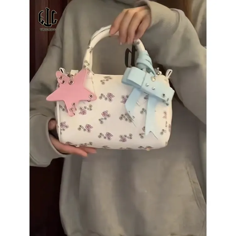 高颜值小众粉色小方包女2025新款潮碎花通勤手单肩轻奢时尚百搭