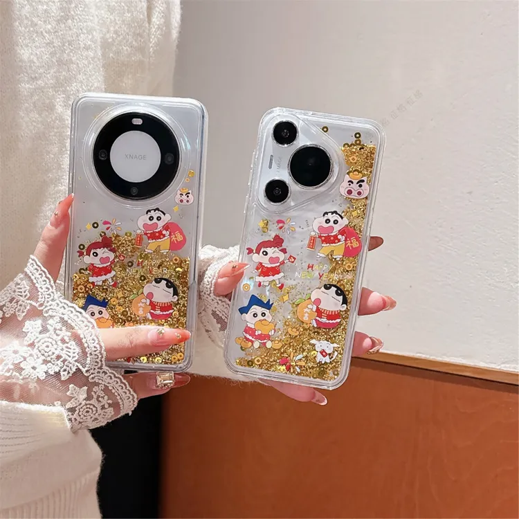 新年适用华为pura70pro大吉手机壳小新流沙mate60铜钱防摔保护套