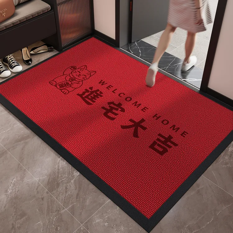 忘忧虫高档红色大门口入户门垫防滑耐脏玄关脚垫家用丙纶进门地毯