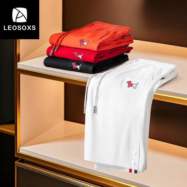 夏季高端冰丝中裤中腰裤子休闲裤速干男士薄款夏季运动风运动短裤