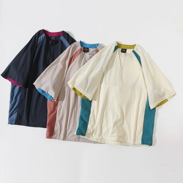 BC风短袖拼接防水嘻哈风速干T恤半袖撞色休闲海妖风男女情侣款潮