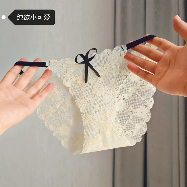 送礼物甜美少女可爱蕾丝内裤纯欲性感镂空三角内裤蝴蝶结低腰大码