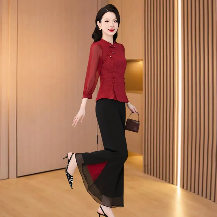 喜婆婆婚宴两件套女装春秋2025新款爆妈妈结婚长辈新中式唐装套装