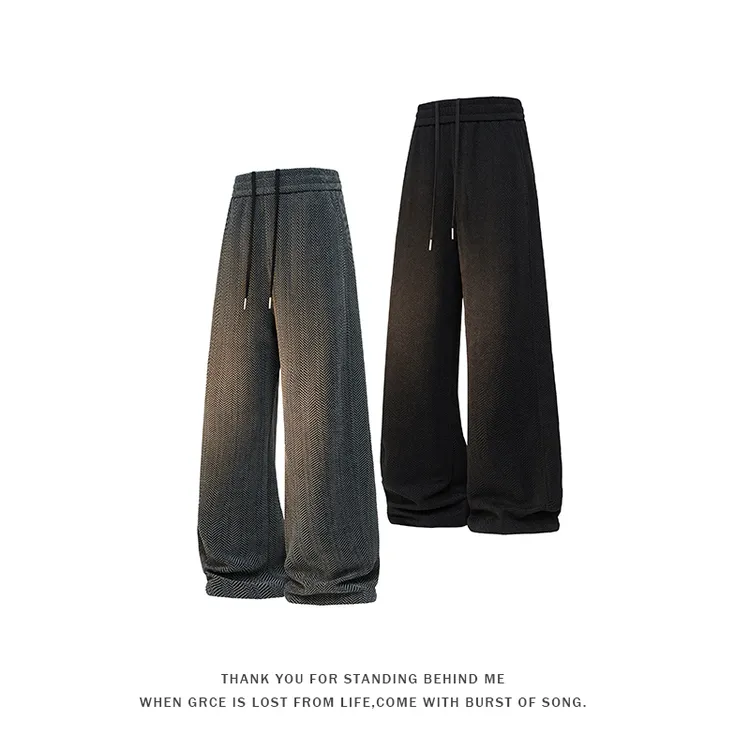 斜条纹慵懒风休闲裤子男款春秋季2025新款美式重艺琪千雅馨情卫裤