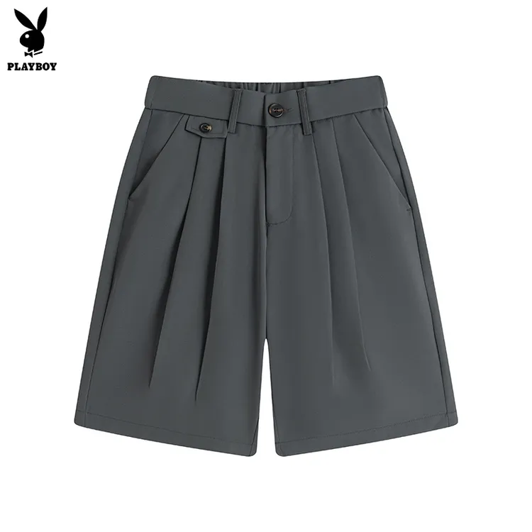 花花公子日系冰丝薄款西装正装短裤男夏季阔腿宽松工装中裤休闲五