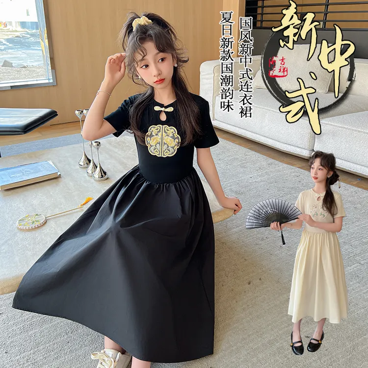 女童国风连衣裙夏装2025新款儿童新中式刺绣公主裙夏季女大童裙子