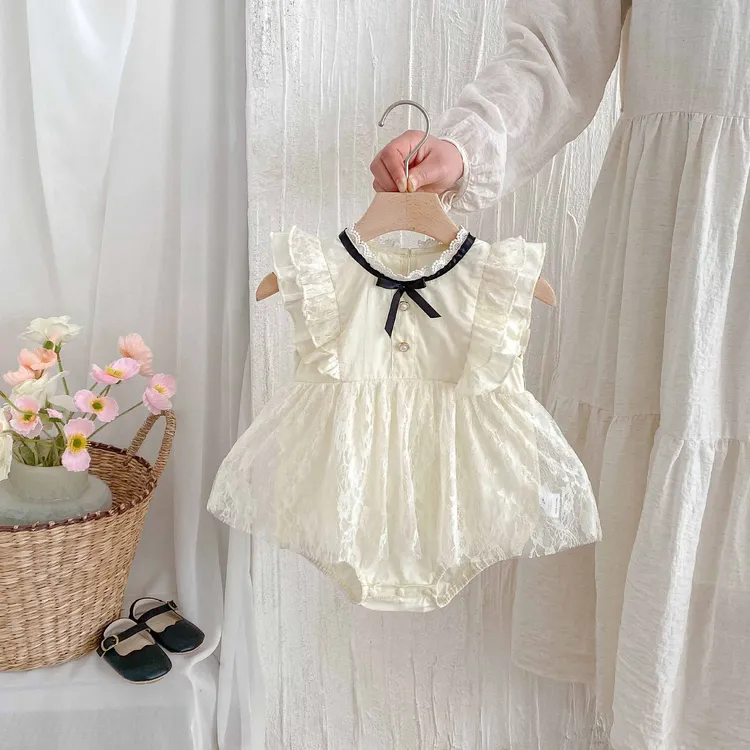 宝宝新生儿夏季包屁衣可爱洋气爬服甜美短袖衣服满月百天连体衣