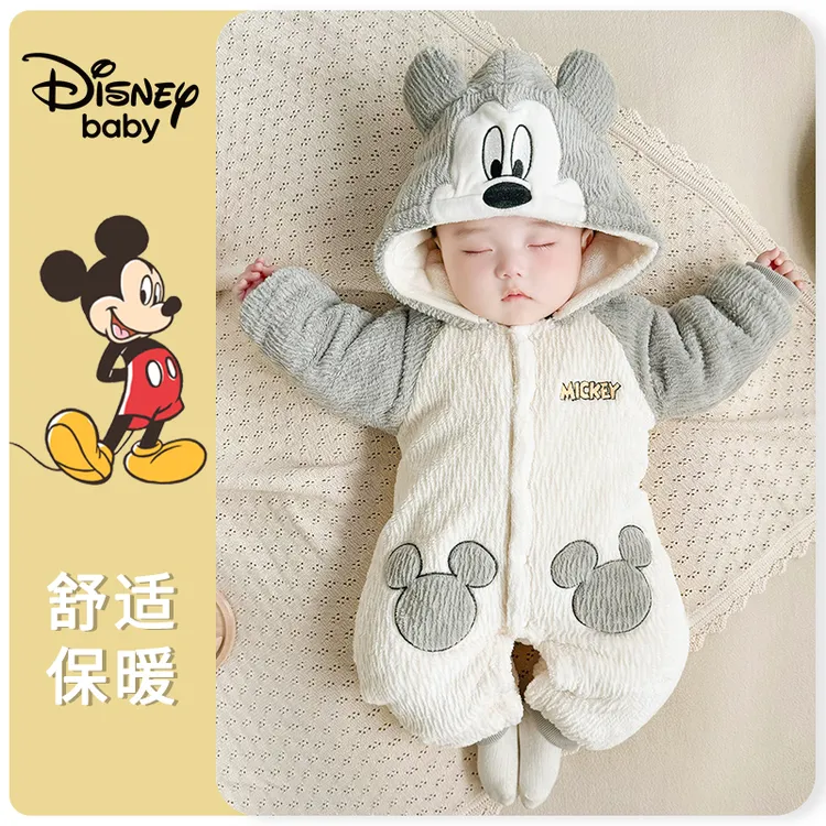 新生儿衣服婴儿夹棉连体衣秋冬加绒加厚哈衣宝宝外出抱抱服爬爬服