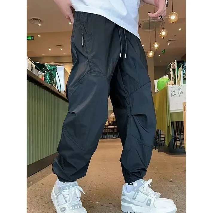 2025新款夏季薄款宽松束脚工装裤潮牌百搭拉链口袋休闲裤长裤裤子
