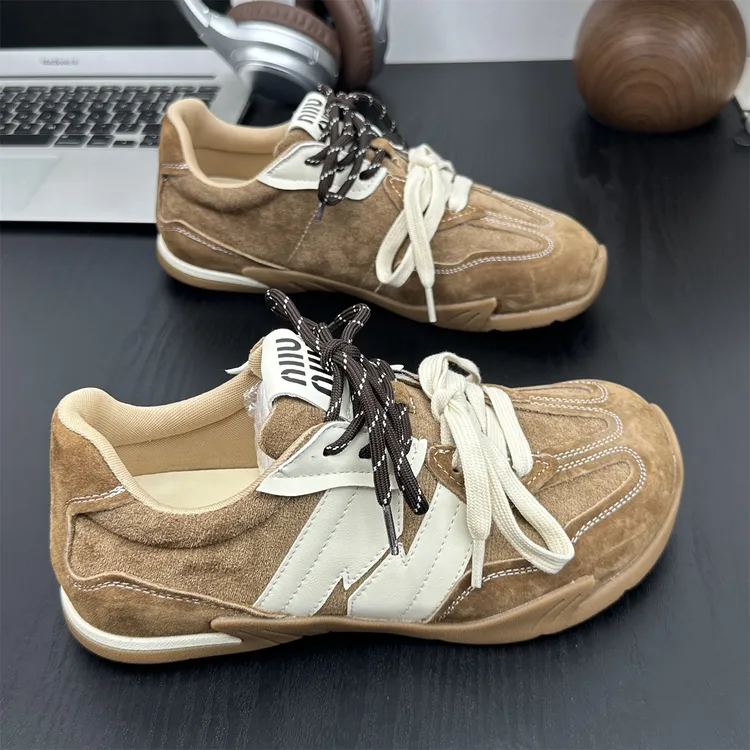 磨砂双鞋带运动休闲鞋女2025秋季新款复古百搭内增高阿甘鞋
