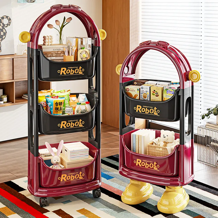 收纳架客厅落地式多层零食置物架家用卧室床头柜儿童玩具架小推车