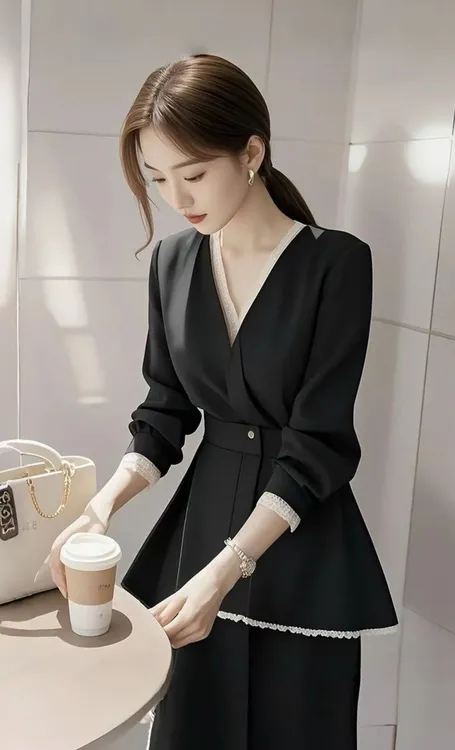 SS794法式赫本风蕾丝边衬衫女春装超好看独特漂亮上衣半裙两件套