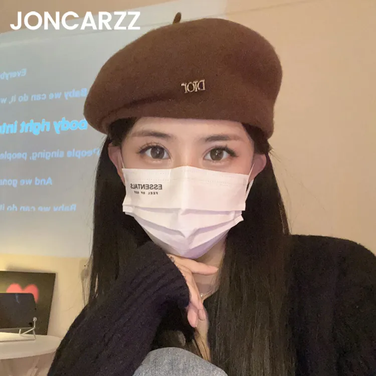 JONCARZZ羊毛呢帽子女款2025新款棕色法式气质贝雷帽显脸小画家帽