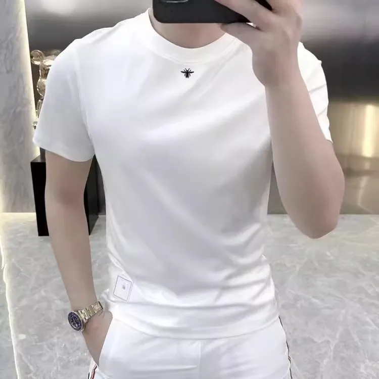 夏季新品男士潮牌纯色圆领短袖薄款T恤休闲上衣短袖男