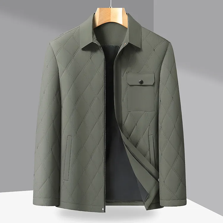 李子浪2025年冬季新款男士加肥加大码商务休闲翻领保暖棉衣外套